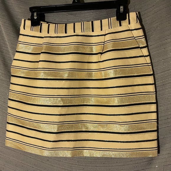 J. Crew Glittery Cream/‎ Gold Mini Skirt Size 2 - Picture 1 of 8